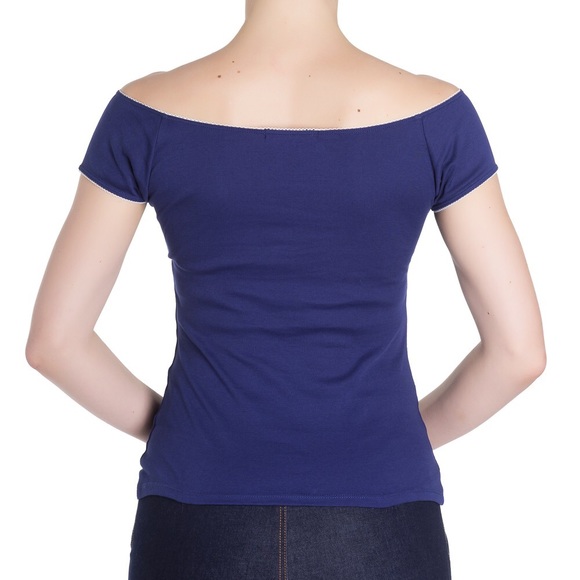 Hell Bunny Blue Off-Shoulder Blouse - Picture 3 of 4